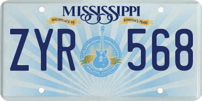 MS license plate ZYR568