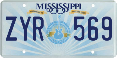 MS license plate ZYR569