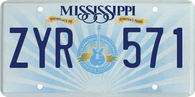 MS license plate ZYR571