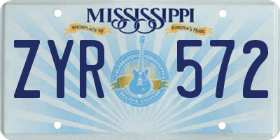 MS license plate ZYR572