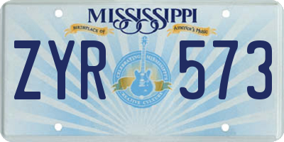 MS license plate ZYR573