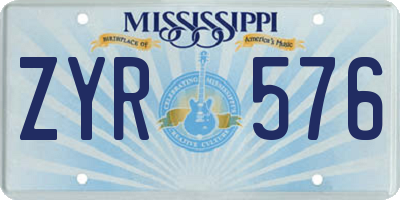MS license plate ZYR576
