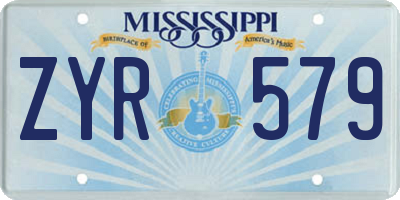 MS license plate ZYR579