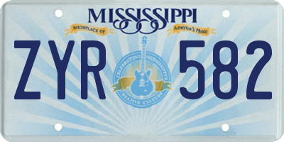 MS license plate ZYR582