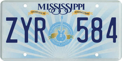 MS license plate ZYR584
