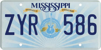 MS license plate ZYR586