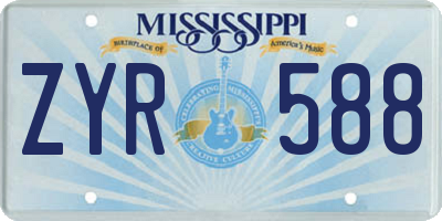 MS license plate ZYR588