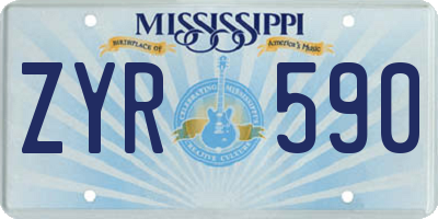 MS license plate ZYR590