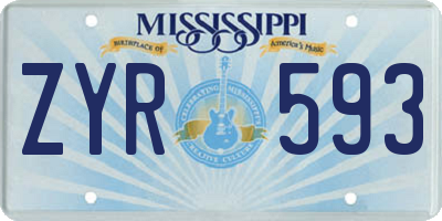 MS license plate ZYR593