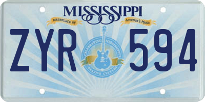 MS license plate ZYR594
