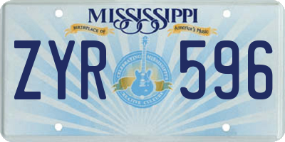 MS license plate ZYR596