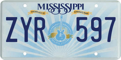 MS license plate ZYR597