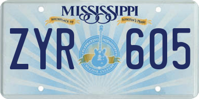 MS license plate ZYR605