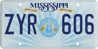 MS license plate ZYR606