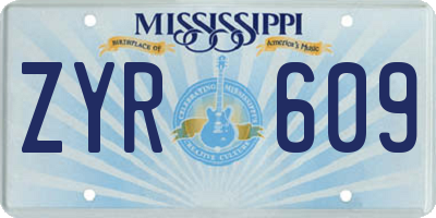 MS license plate ZYR609