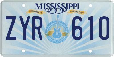 MS license plate ZYR610