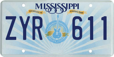 MS license plate ZYR611