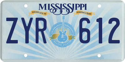 MS license plate ZYR612