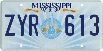 MS license plate ZYR613