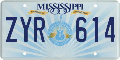 MS license plate ZYR614