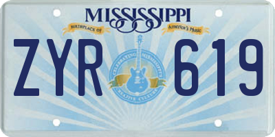 MS license plate ZYR619