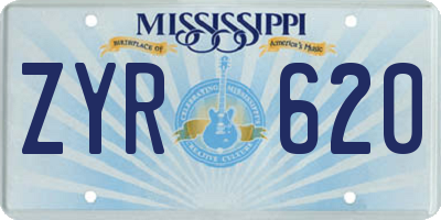 MS license plate ZYR620