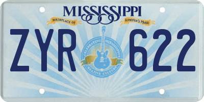 MS license plate ZYR622