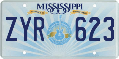 MS license plate ZYR623