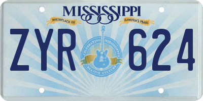 MS license plate ZYR624