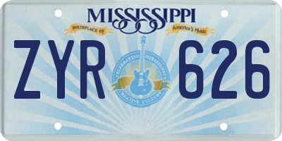 MS license plate ZYR626