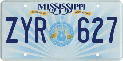 MS license plate ZYR627