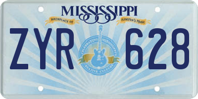 MS license plate ZYR628