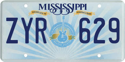 MS license plate ZYR629