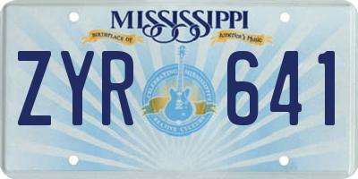 MS license plate ZYR641