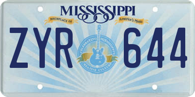 MS license plate ZYR644