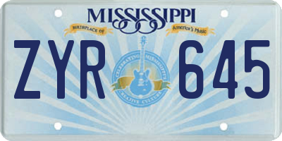 MS license plate ZYR645