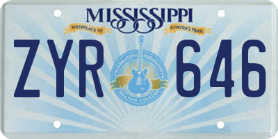 MS license plate ZYR646