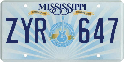 MS license plate ZYR647