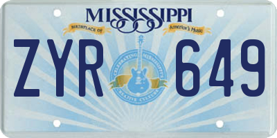 MS license plate ZYR649