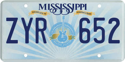 MS license plate ZYR652