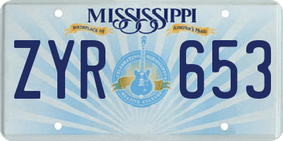 MS license plate ZYR653