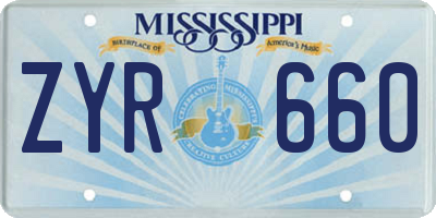 MS license plate ZYR660