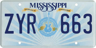 MS license plate ZYR663
