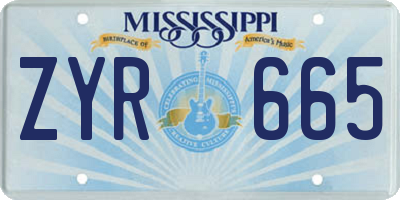 MS license plate ZYR665