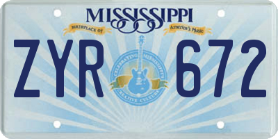MS license plate ZYR672