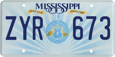 MS license plate ZYR673