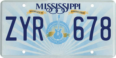 MS license plate ZYR678