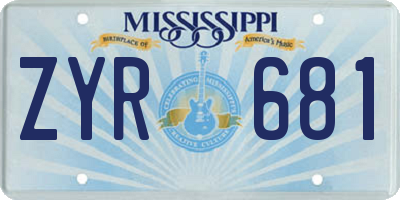 MS license plate ZYR681