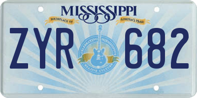 MS license plate ZYR682