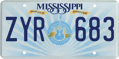MS license plate ZYR683
